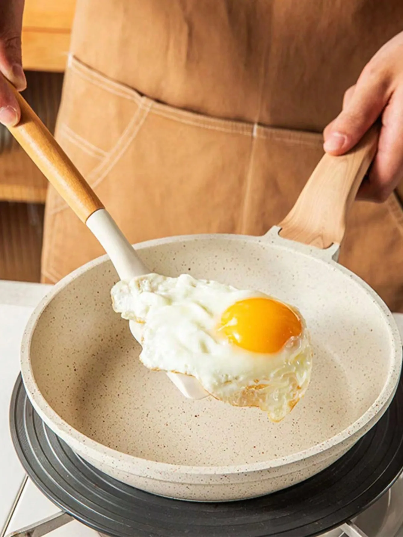 1 satz Chinesische Holzgriff Silikon Spatel Kochtopf Spachtel Antihaft Topf Haushalt Küche Weiß Silikon Küche Utensilien Image