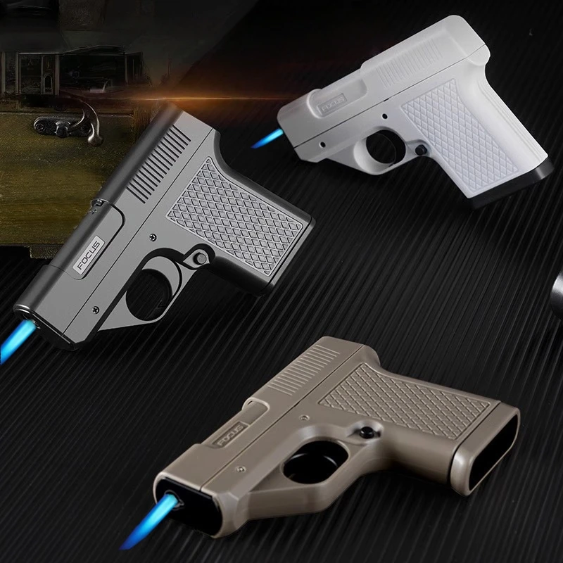 2026 Clip Gun Typ Butan Gas Feuerzeug, winddicht, tiefblaue Flamme, Zigarettenspitze, drei Kapazitäten, Geschenk für Männer (kein Gas) Image