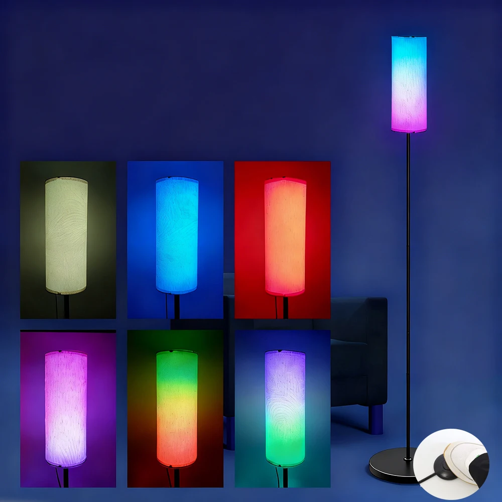 Intelligente LED-Stehlampe, 3 Farben/RGB, moderne Stehlampen mit Lampenschirm, Fußschalter für Wohnzimmer, Schlafzimmer, Kinderzimmer, Büro