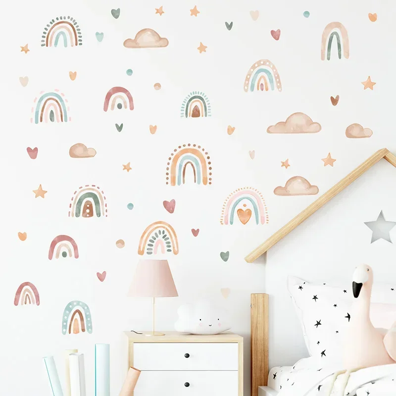 3 teile/los Boho Bunte Regenbogen Sonne Wand Aufkleber für Kinderzimmer Kinder Baby Kinderzimmer Dekoration Wand Aufkleber Wohnkultur