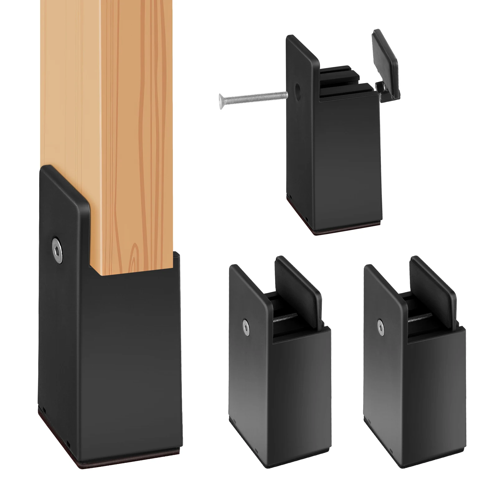 4 Stück Möbel Riser 10 cm verstellbarer Tisch Stuhl Bett Sofa Raiser mit Schraub klemme für 10-37mm breite quadratische Möbel Riser Image