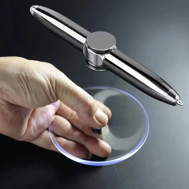 Fingerspitzen-Gyro-Stift, multifunktionaler LED-Stift, rotierender Dekompressions-Gyro-Kugelschreiber aus Metall, modisches Bürozubehör Image