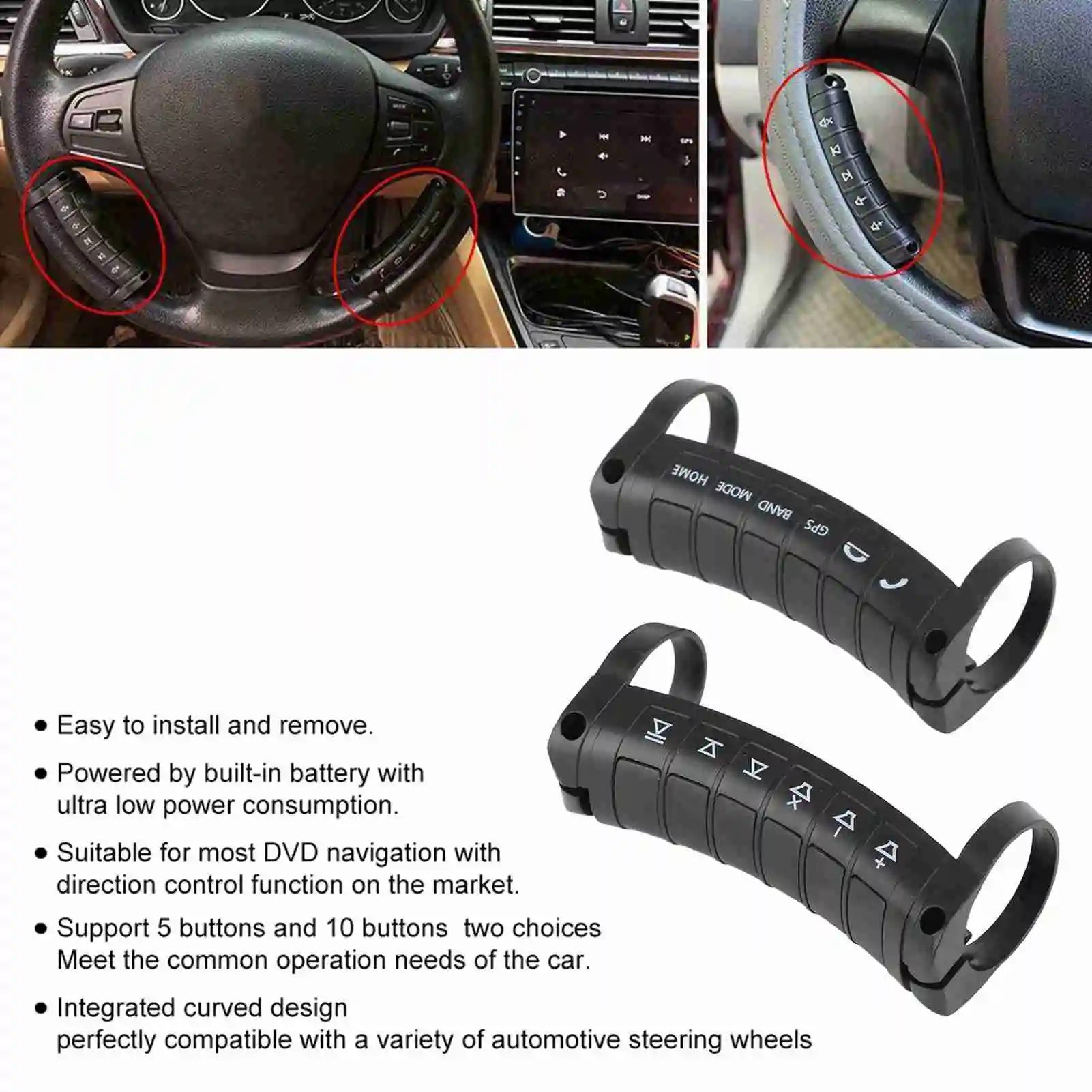 Lenkrad-Controller Kabellose Fernbedienung für Autolenkrad DVD-Navigationsknöpfe Controller Image