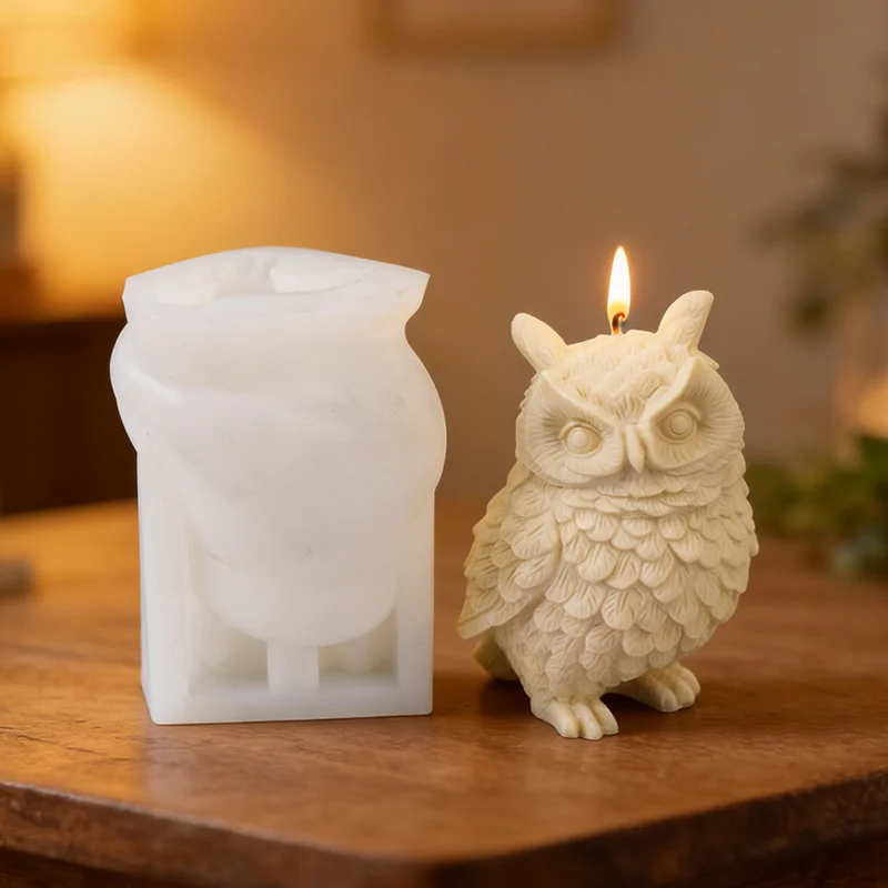 Große Eule Silikon Kerze Form 3D Tier Eule DIY handgemachte Aromatherapie Gips Epoxidharz machen Form Home Dekoration Handwerk Image
