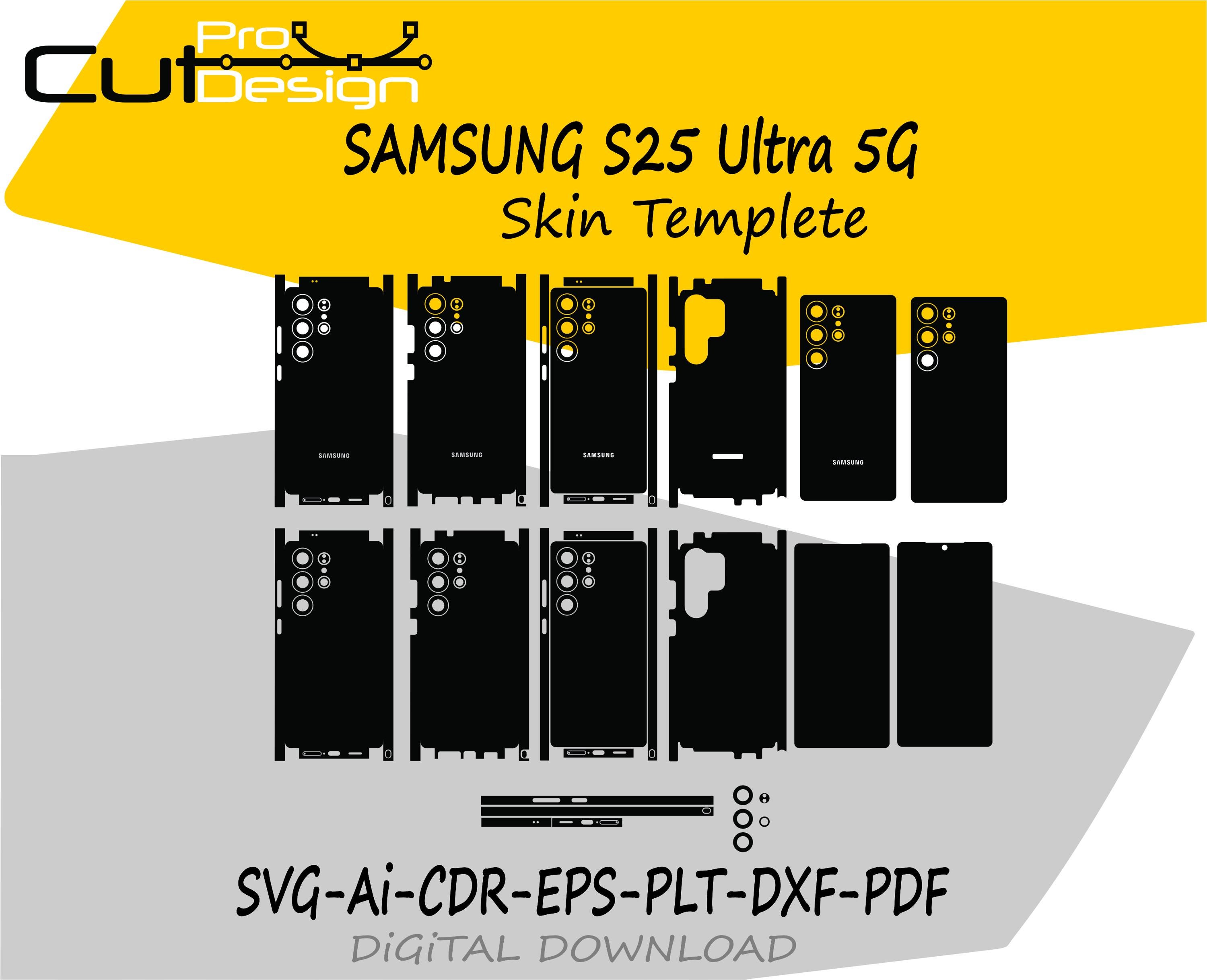 Modello skin vettoriale per Samsung Galaxy S25 Ultra 5G, layout skin, fustelle file svg skin - File di taglio skin S25 Ultra 5G