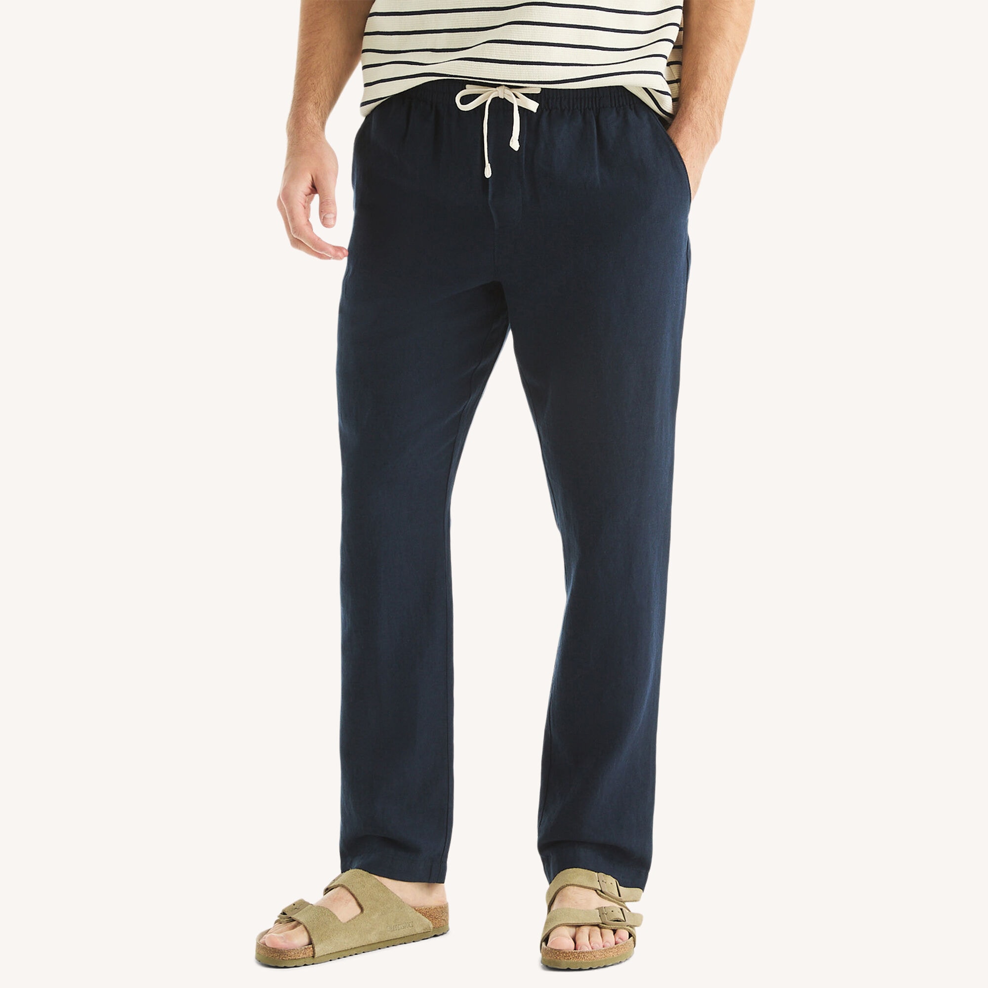 Nautica Men's Linen Drawstring Pant 482 (Stellar Blue Heather), L