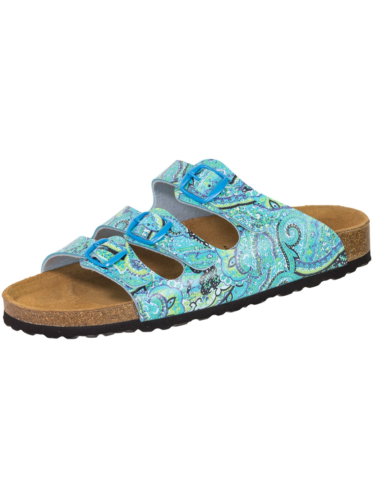 Pantolette LICO "Freizeitschuhe Bioline", Damen, Gr. 37, blau (türkis, lemon), Obermaterial: 100% Synthetik synthetic., Schuhe Pantolette