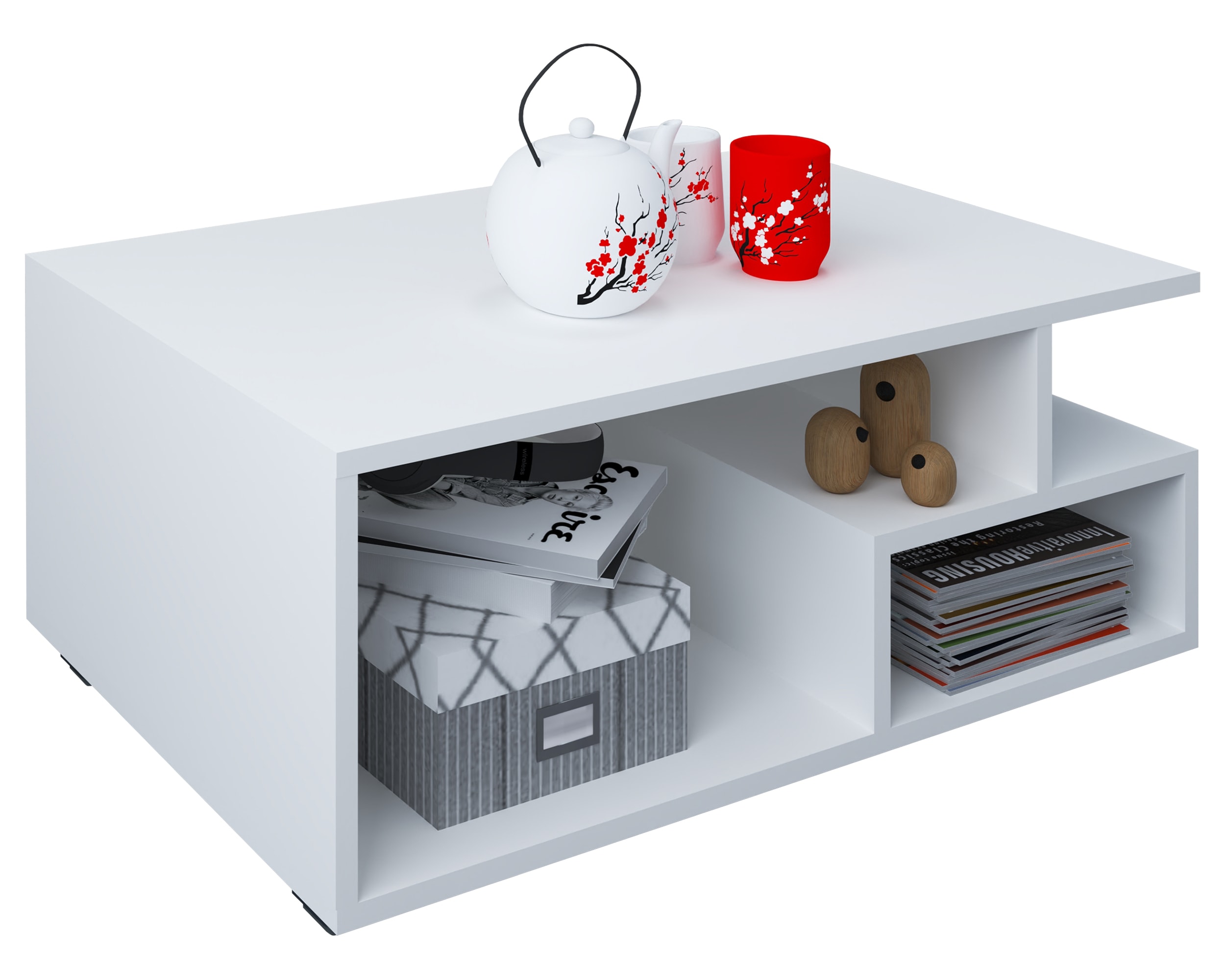 Couchtisch VCM "Holz Sofatisch Couchtisch Wohnzimmertisch Sulas", weiß, B:80cm T:50cm, Tische, Couchtisch Eckige Couchtische