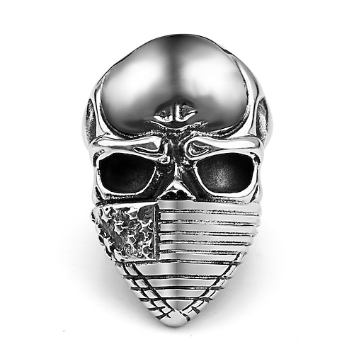 250. Jahrestag der Vereinigten Staaten Männer Edelstahl Totenkopf Ring amerikanisches Flaggen Design mehrfarbig ideal für den Unabhängigkeitstag lässige Alltagskleidung Image