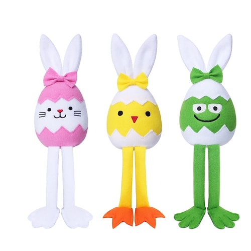 3er-Pack Ostereier-Hasen, Huhn, Frosch, Frühlingsblumen, Wichtel – Festdekorationen für Partys Image