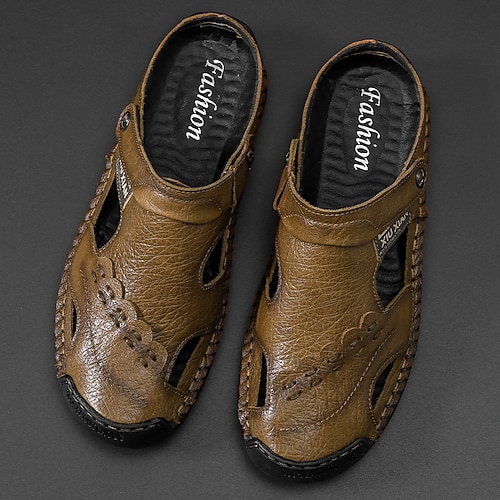 Atmungsaktive Herren-Freizeitschuhe aus Kunstleder mit Lochmuster, rutschfeste Komfortsandalen für sommerliche Outdoor-Aktivitäten und Strandbesuche Image