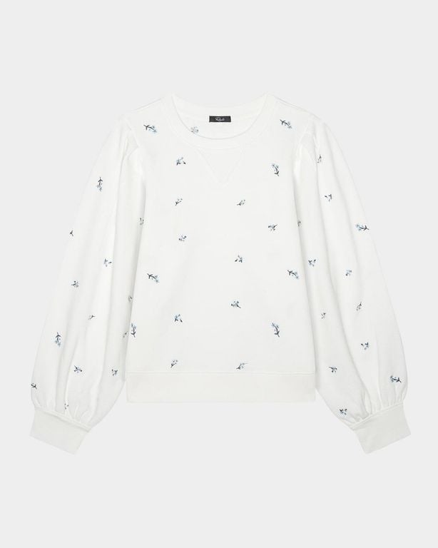 Tiffany Floral Puff-Sleeve Sweatshirt