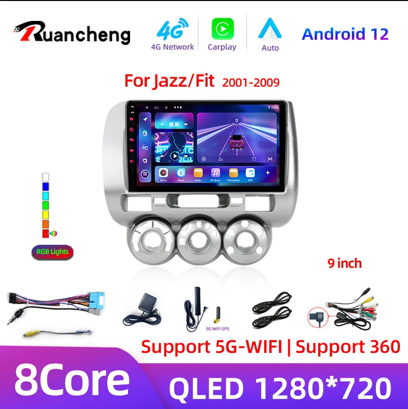 2 Din Android 14 Auto Radio Für Honda Fit Jazz City 2002-2007 Multimedia Video Player Navigation GPS 4G Carplay Auto Stereo RDS Image