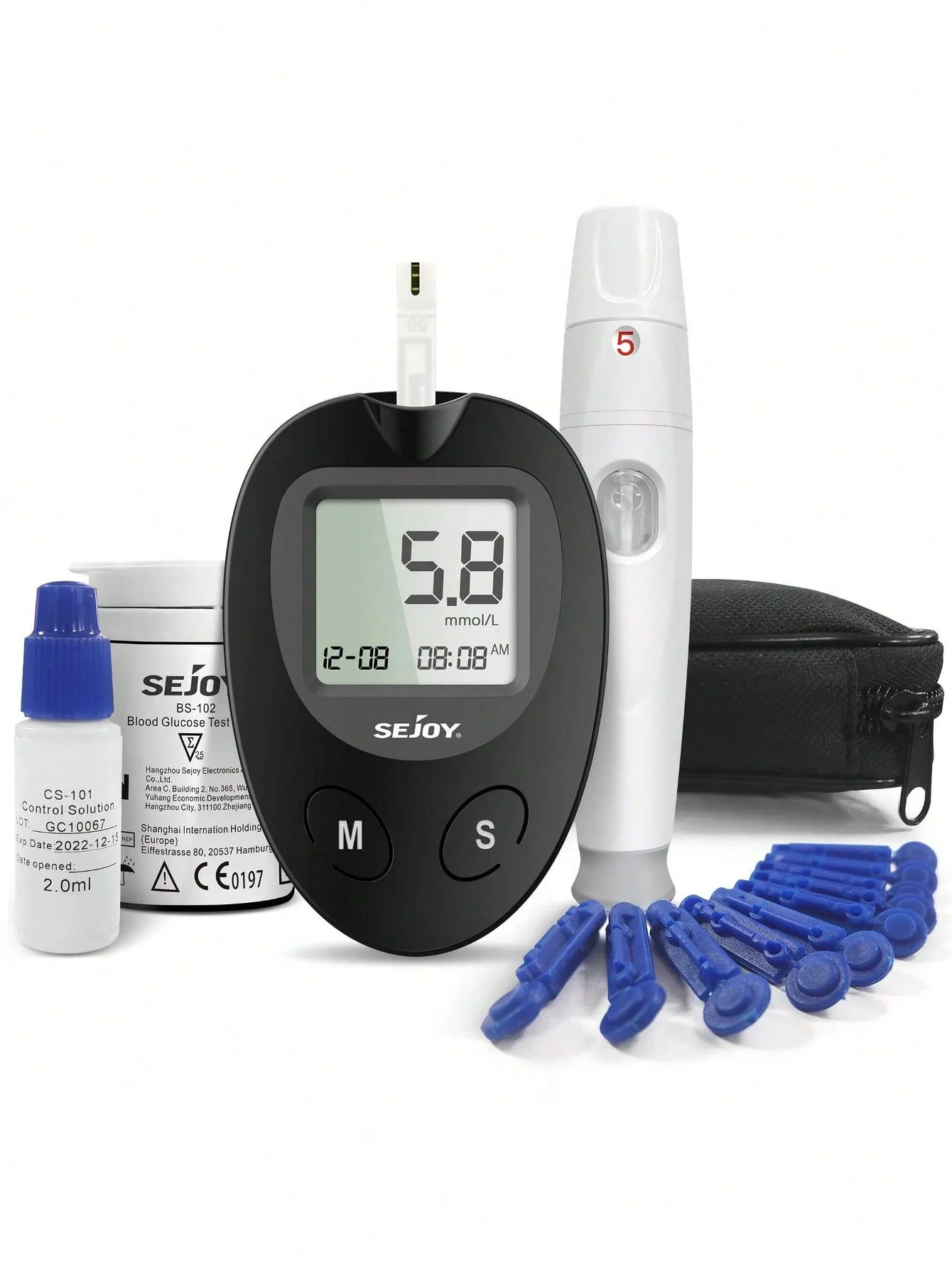 SEJOY Blutzuckermessgerät Komplett-Set mit 50 Teststreifen Blutzuckertester Diabetes Blutzuckermessgerät Image