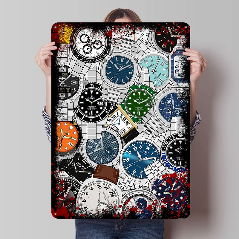 Zufällige Luxusuhren aus Weißblech, Poster, individuelle Wandkunst, Vintage-Metallschilder, Retro-Blechschild für Heimdekoration, Zubehör, Haus Image