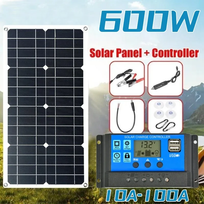 600w Solar panel 12V Solar Kit flexibel tragbar mit 100a Controller geeignet für Home Outdoor Camping Mobile RV Solar Ladegerät Image