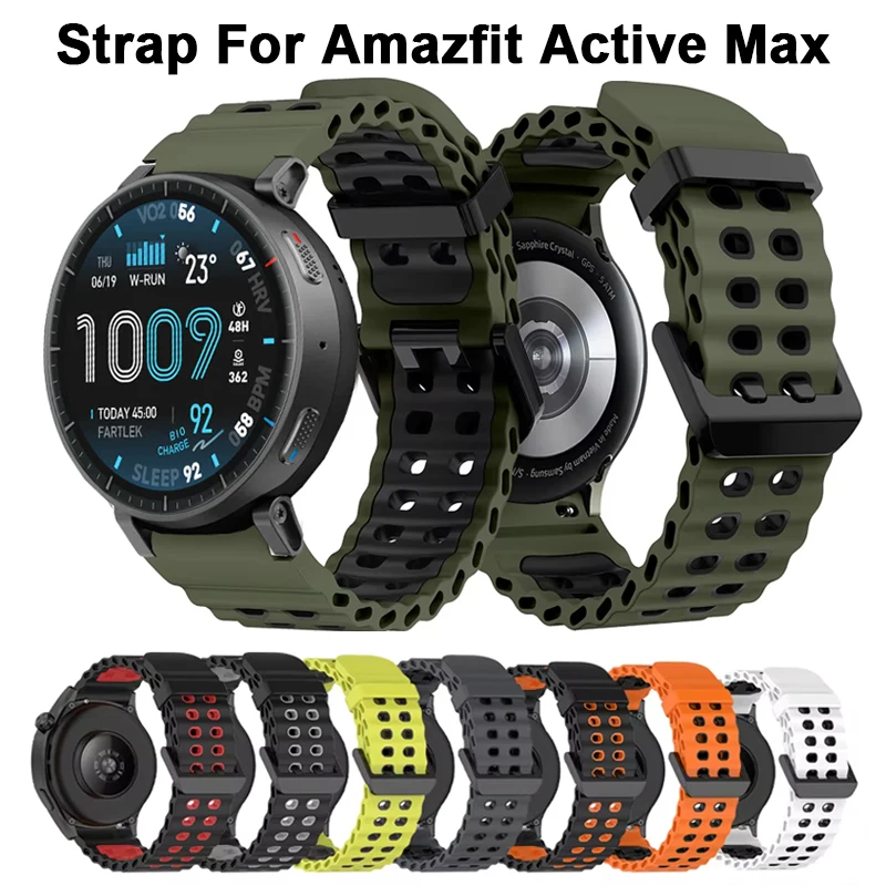 22 mm Silikonarmband für Amazfit Active Max, atmungsaktives Armband für Amazfit GTR 4 3 2/Bip 6 5/Cheetah Round/Pro/Balance 2 Image