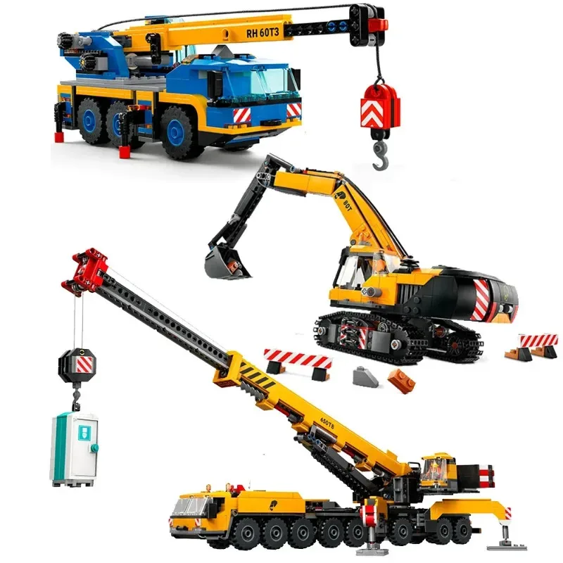 Stadt Mobile Bau Kran Bagger Bausteine MOC 60409 60324 60420 Montieren Ziegel Spielzeug Geschenk Für Kinder Kinder Image