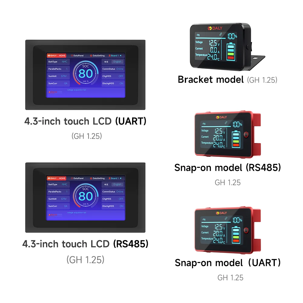 Daly BMS Zubehör 3,0 Zoll LCD-Bildschirm Kabel 4,3 Zoll Touch-Display UART RS485 für DalyBMS Rot Blau BMS Neue Version Image