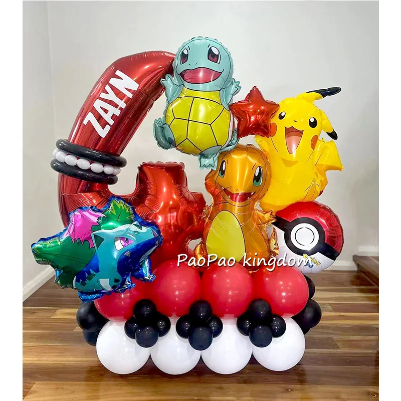Pokemon Pikachu Thema Folienballons Set Nummer Latex Ballon Kindergeburtstag Party Babyparty Zubehör Geschenke Image