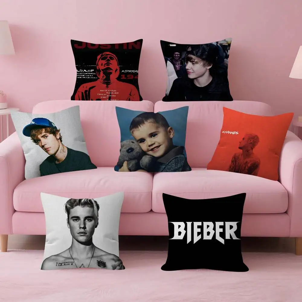 Singer cool J-Justin Bieber Kissenbezug, Auto-Kissenbezug für Sofa, Auto, Weihnachtsgeschenk, 40 x 40 cm, 45 x 45 cm Image