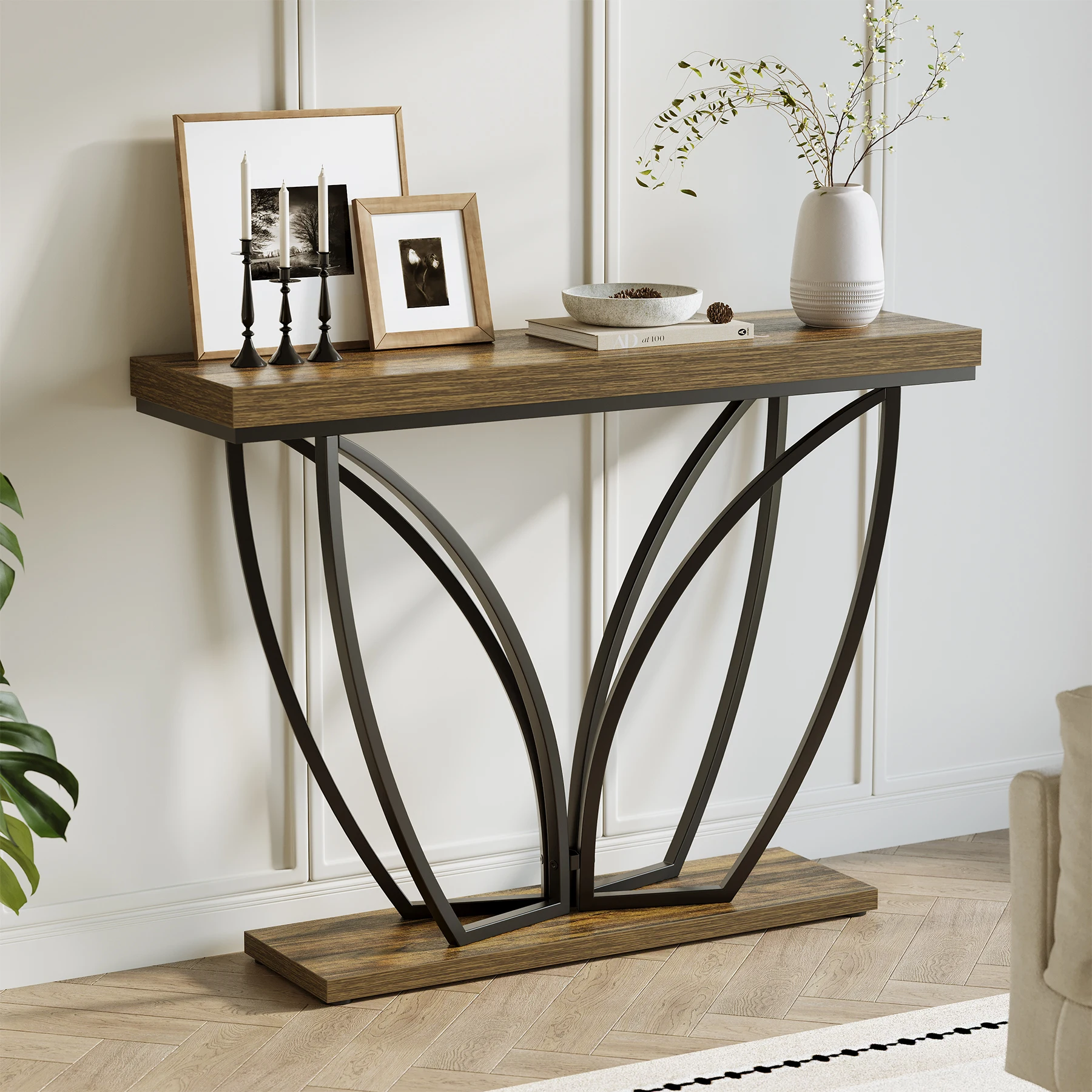 Tribesigns Sofatisch, 41,3 Zoll Industrieller Couchtisch, Schmaler Langer Konsolentisch für Eingangsbereich, Wohnzimmer, Flur Image