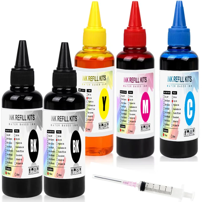 100 ml Universal Dye Ink BK C M Y Kit kompatibel für HP Canon Epson Brother Deskjet Inkjet Drucker Tank Patronen CISS Image