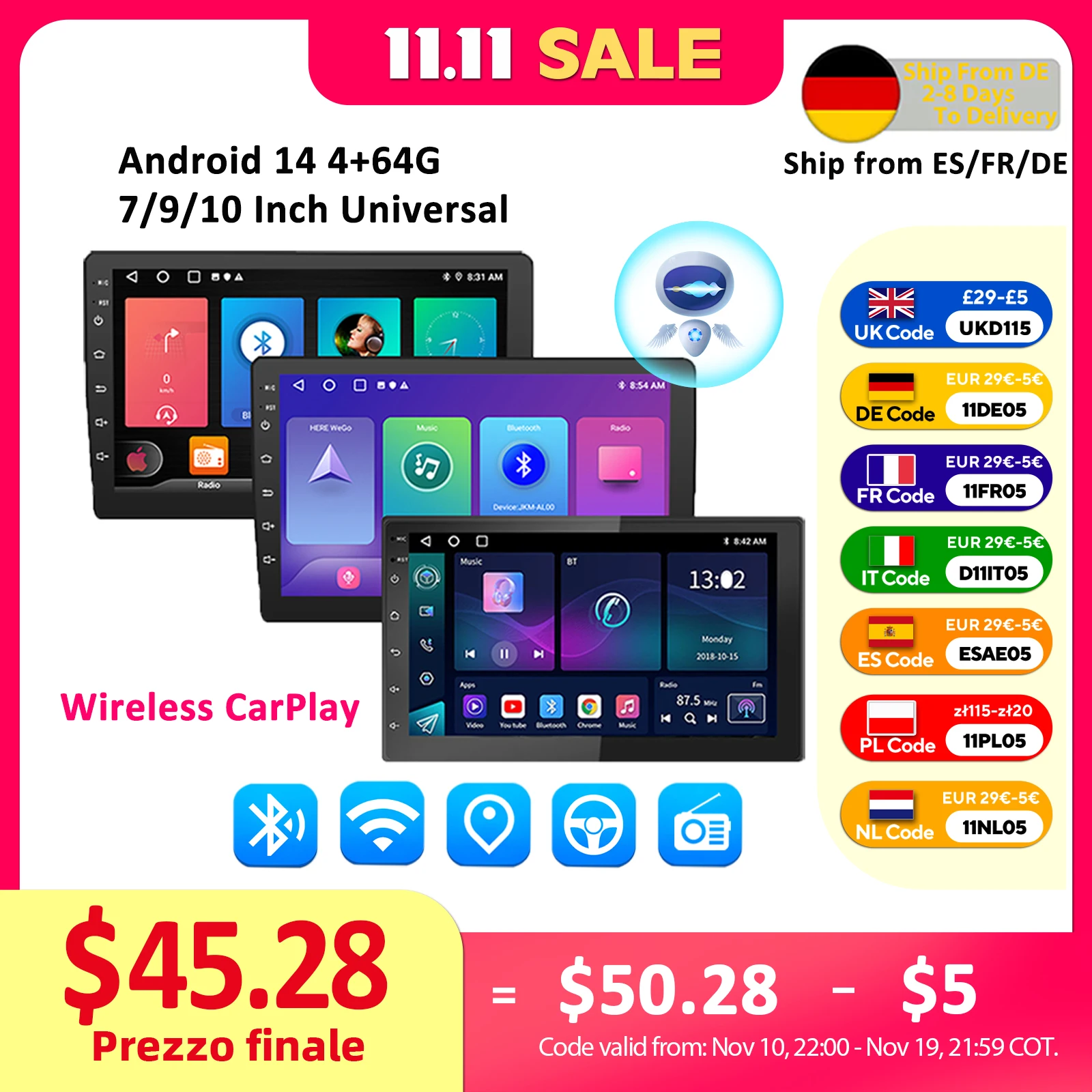 ESSGOO 2 Din Android Auto Radio Carplay 7 9 10 Zoll Auto Multimedia Video Player Stereo Radio GPS Für Tesla stil Nissan Hyundai Image