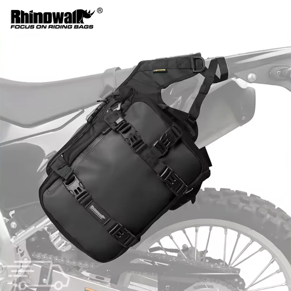 Rhinowalk Motorrad-Satteltasche, wasserdichte Motorrad-Seitentasche mit Montagesockel, Motorrad-Gepäck, abnehmbare Rücksitztasche, 2 Stück Image