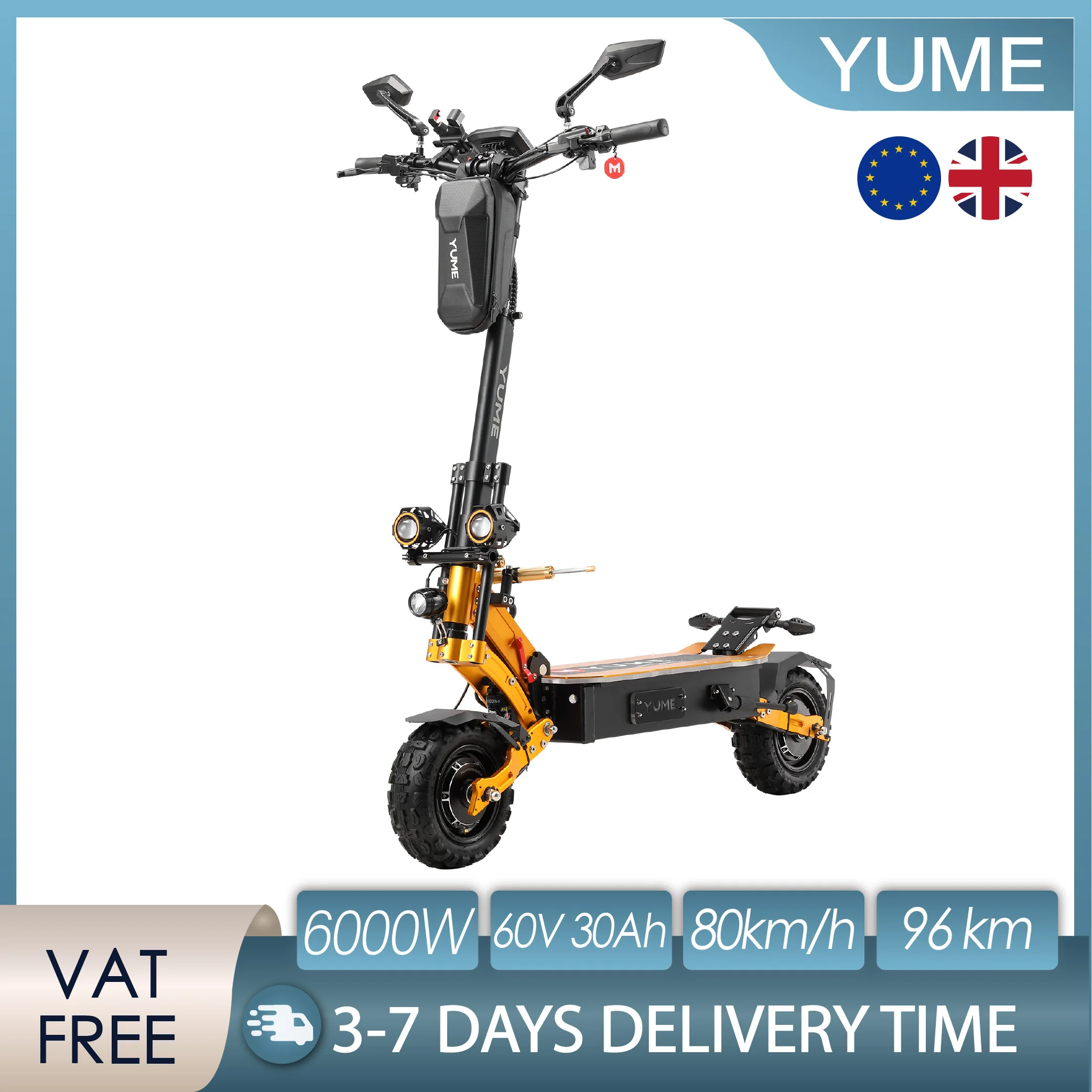 2026 Neuer YUME X11+ 6000W Dual-Motor 60V 30Ah Akku Elektroroller für Erwachsene 80km/h 96km Reichweite 11-Zoll Offroad-Reifen Image