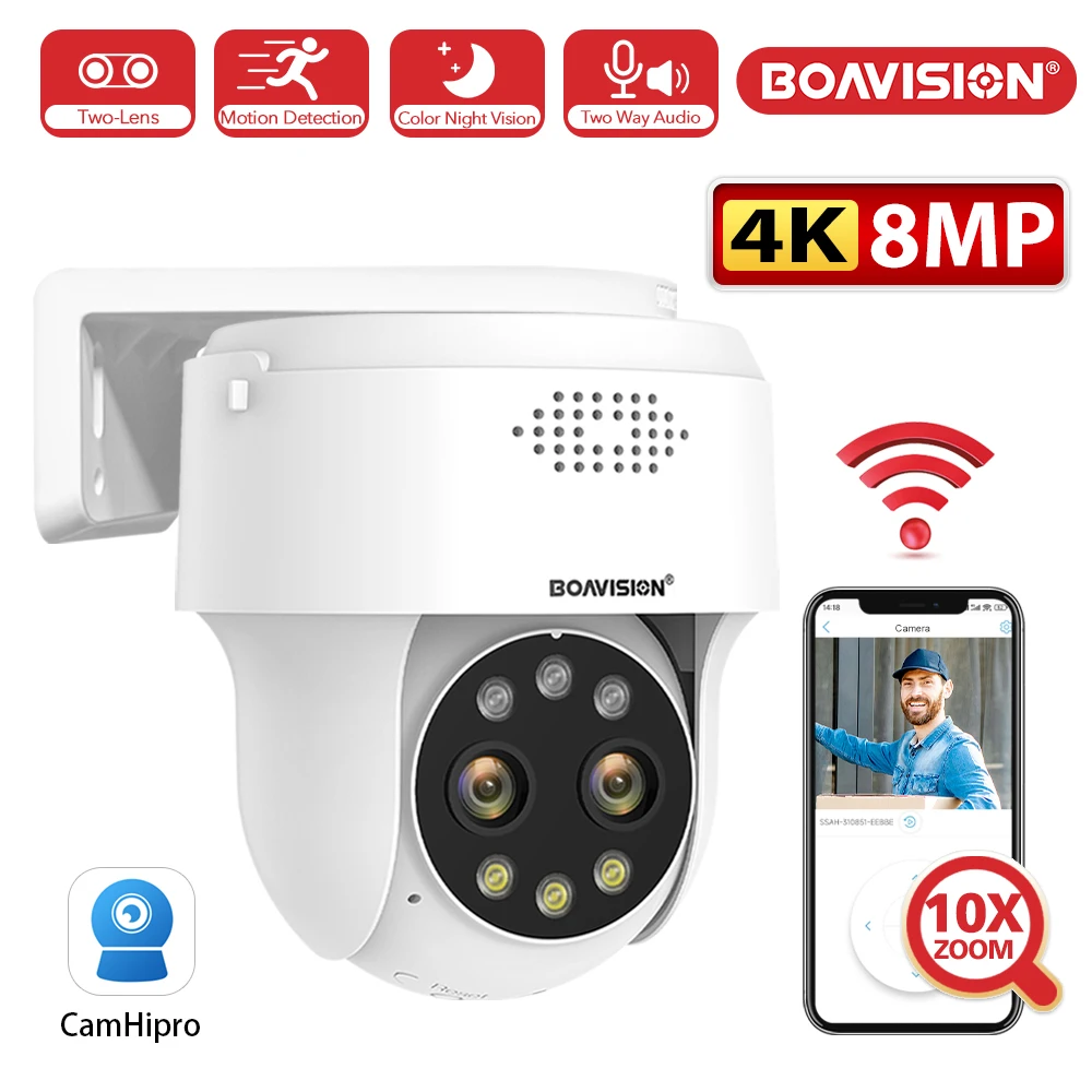 8MP 5MP 4MP 2MP Wifi Überwachungskamera Outdoor Humanoiden Erkennung Farbe Nachtsicht 10X Digital Zoom PTZ Sicherheit Kamera Image