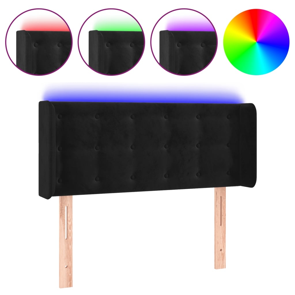 vidaXL LED Kopfteil Schwarz 93x16x78/88 cm Samt Image