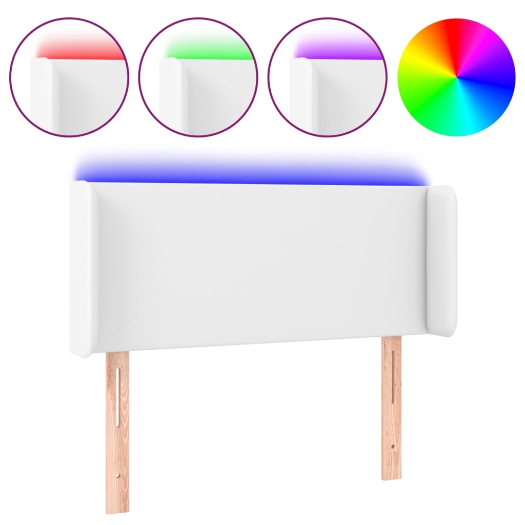 vidaXL LED Kopfteil Weiß 103x16x78/88 cm Kunstleder Image