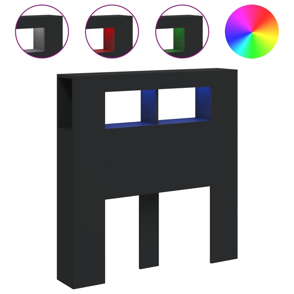 vidaXL LED-Kopfteil Schwarz 100x18,5x103,5 cm Holzwerkstoff Image