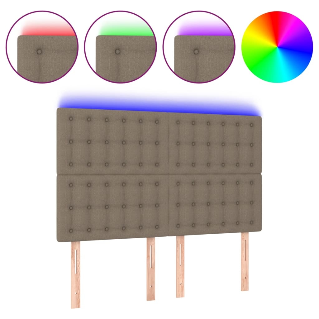 vidaXL LED Kopfteil Taupe 144x5x118/128 cm Stoff Image