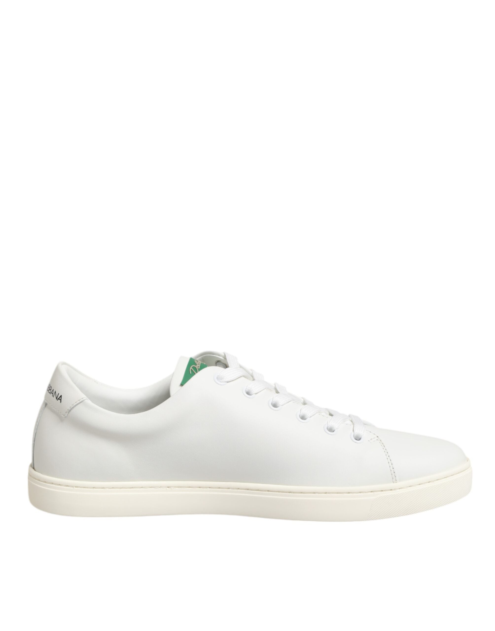 Dolce & Gabbana Weiße Leder Schuhe mit Rosenstickerei im Low-Top-Stil