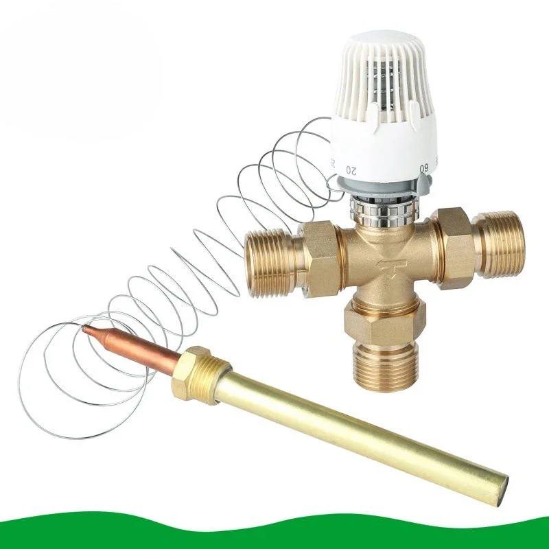 Energiesparendes Steuersystem für Fußbodenheizung, M30*1,5 3-Wege-Thermostatventil aus Messing mit Fernbedienung (20-70 ° C) Image