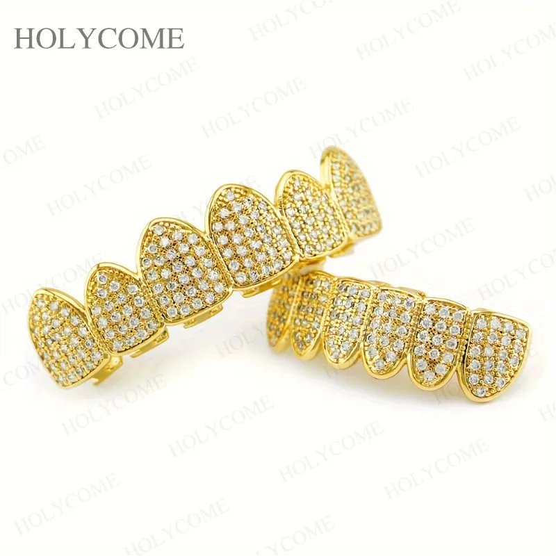 Maßgeschneiderter Grillz 925er Sterlingsilber-Moissanit, D-Farbe, Rundschliff, 1,3 mm, VVS1 mit GRA, massiv vergoldet, für Herren, Hip-Hop