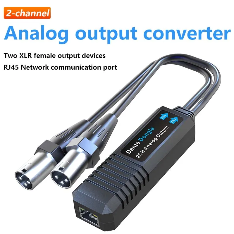 Dante Input Dongle Konverter 2-Kanal-Analogausgang, unabhängiger Kartenhahn für die Audiokonvertierung Image