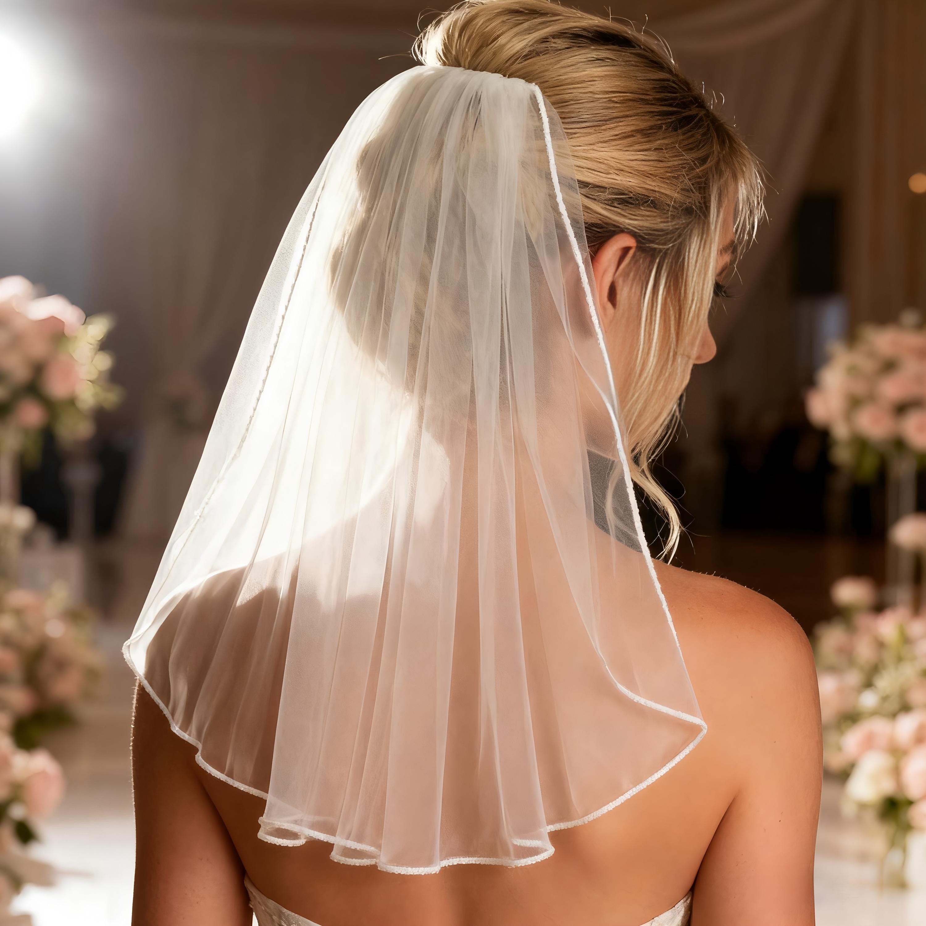 Velo da sposa semplice e morbido a strato singolo, velo da sposa semplice, velo da sposa, velo da sposa da chiesa, velo da sposa, velo da sposa, velo