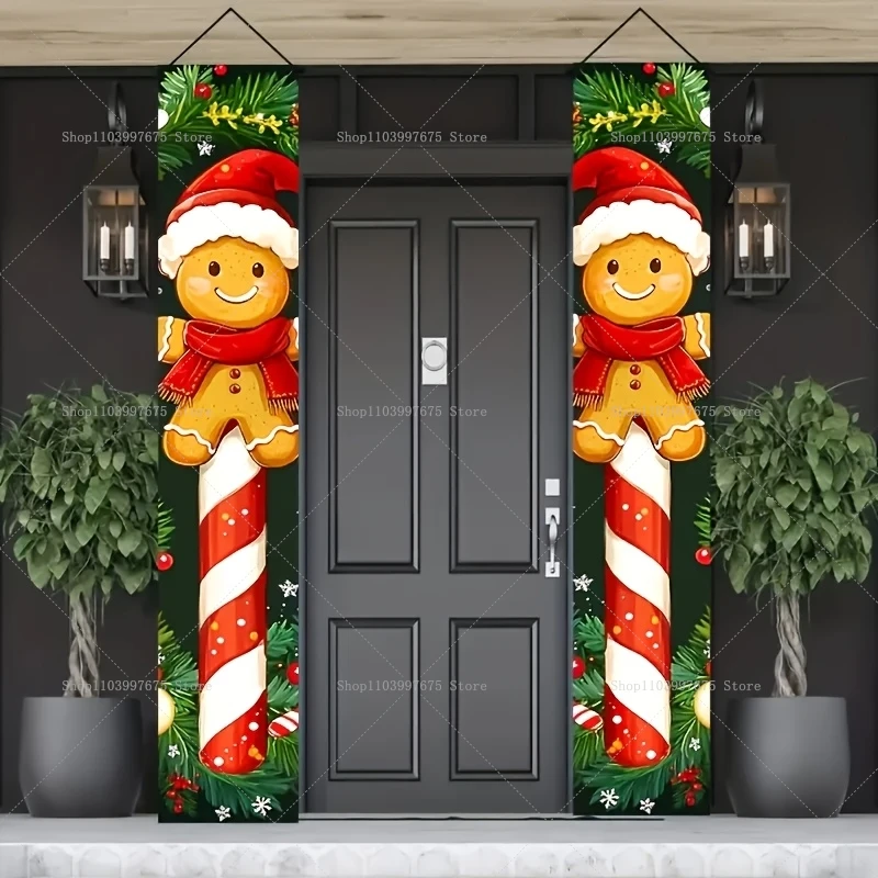 Weihnachten Lebkuchenmann Banner Weihnachten Party Dekorationen Couplets Veranda Schilder Indoor Outdoor Wand Hängen Banner Party Supplies