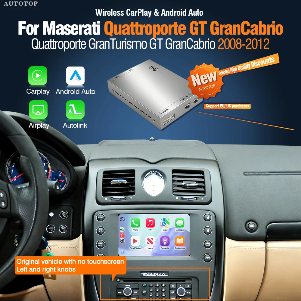 AUTOTOP Kabelloses Android Auto Carplay für Maserati Quattroporte GranTurismo GT GranCabrio Mirror Link GPS-Navigation Auto-Modul Image