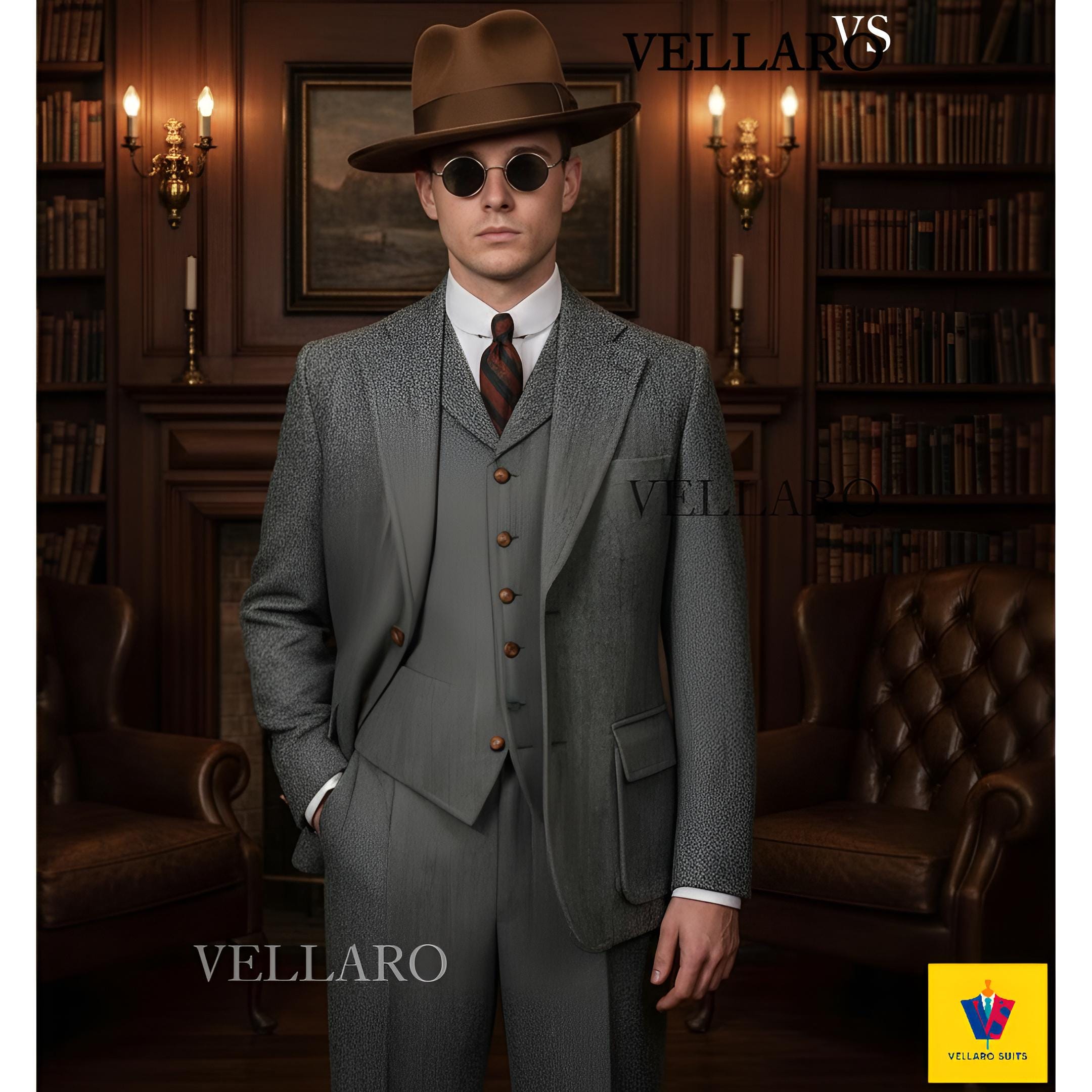 Abito in tweed grigio a spina di pesce a 3 pezzi / Abito in tweed da uomo vintage / Abito Heritage personalizzato / Abito da cerimonia classico da uom