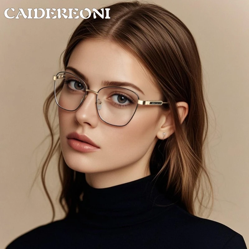 CAIDERONI Personalisierte Cat-Eye-Brillen-Serie, trendige Anti-Blaulicht-Brille für Damen, Lesebrille, anpassbare Sehstärke 78004 Image