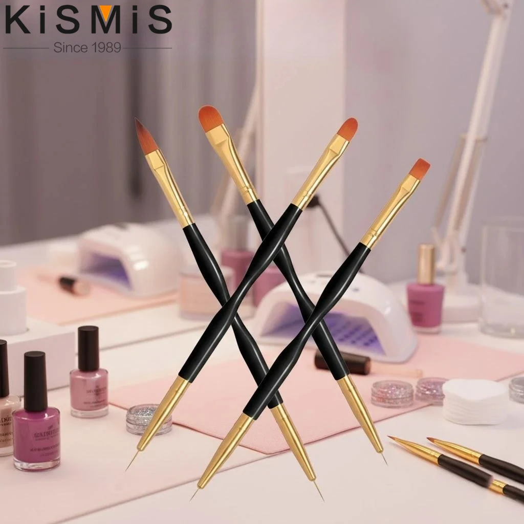 Professionelles Doppelkopf-Nagelkunst-Pinselset 3-teilig Mal- und Detailpinsel für Salonqualität Maniküre Image