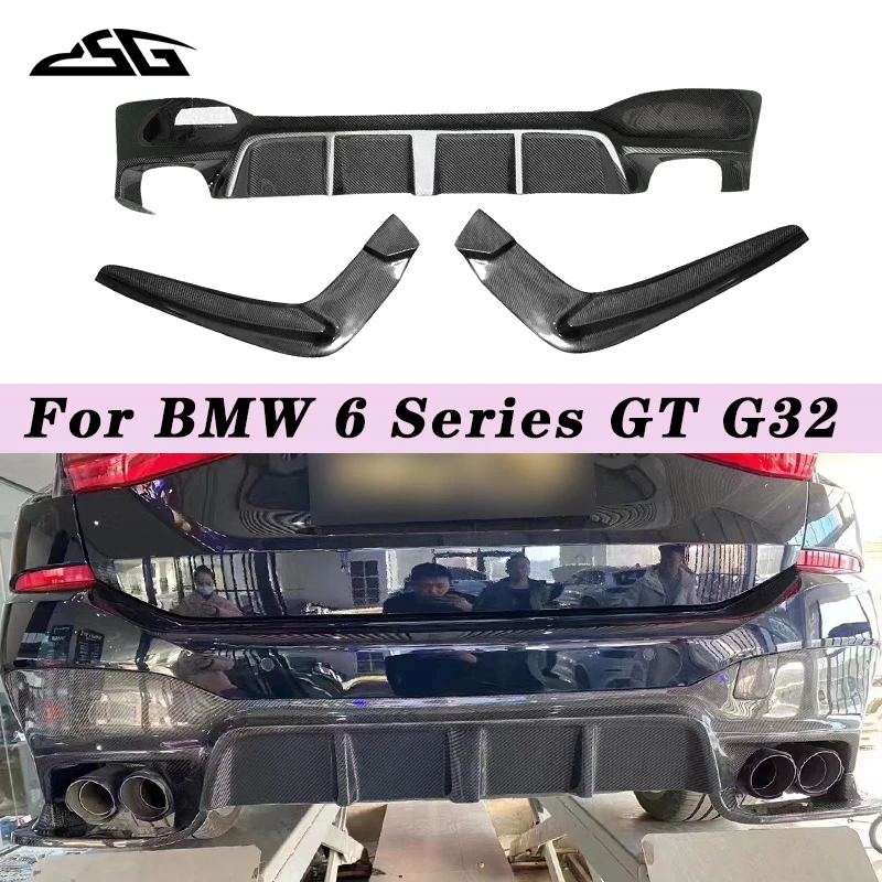 Carbon-Heckdiffusor mit Licht, Spoiler, Seitenschweller und Schutz für BMW 6er GT G32 630 640 6GT Karosserie-Kit Image