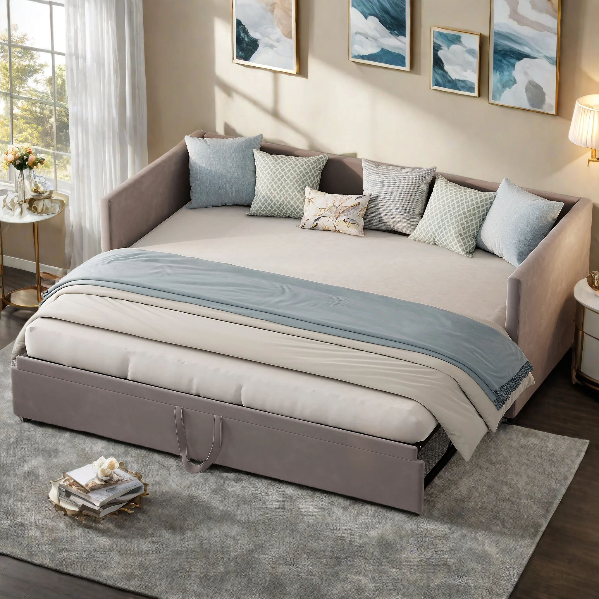 Rosahqnda DayBed Ausziehbares Schlafsofa 90/180X200 cm, Schlafsofa mit Lattenrost, Ausziehbares Schlafsofa, Schlafsofa Image