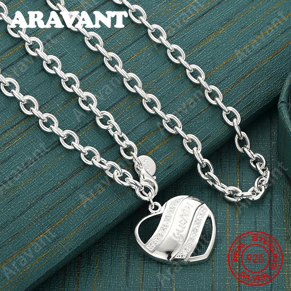 Halskette mit herzförmigem Anhänger aus 925er Sterlingsilber mit Zirkon, Vintage-Stil, personalisiertes Accessoire, Geschenk, Schmuck für Frauen Image
