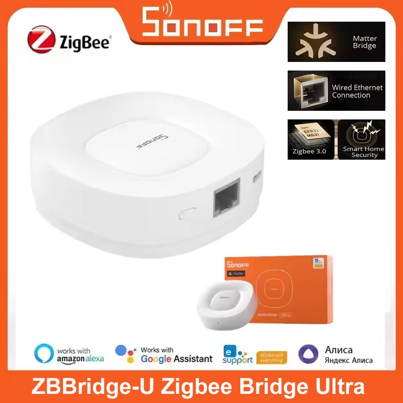 SONOFF ZBBridge-U Zigbee Matter Bridge Ultra Bis zu 256-Untergeräte Smart Home Security Ethernet-Verbindung OTA Hub Work SNZB-06P Image