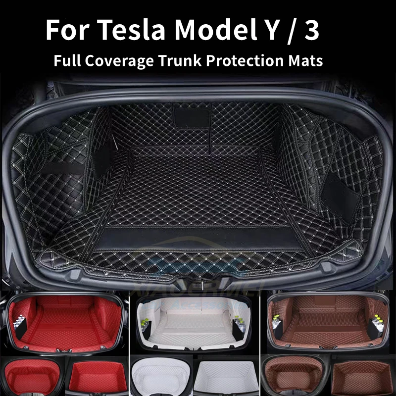 Für Tesla Modell 3/y 2014-2018 vorne hinten Kofferraum Voll abdeckung Matte Abdeckung Sitz Rückenlehne Schutz polster Cargo Liner Anti-Dirty-Matte Image